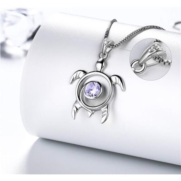 Silver Turtle Necklace Aurora Tears Celtic Spiral 925 Sterling Silver Women - Picture 4 of 7